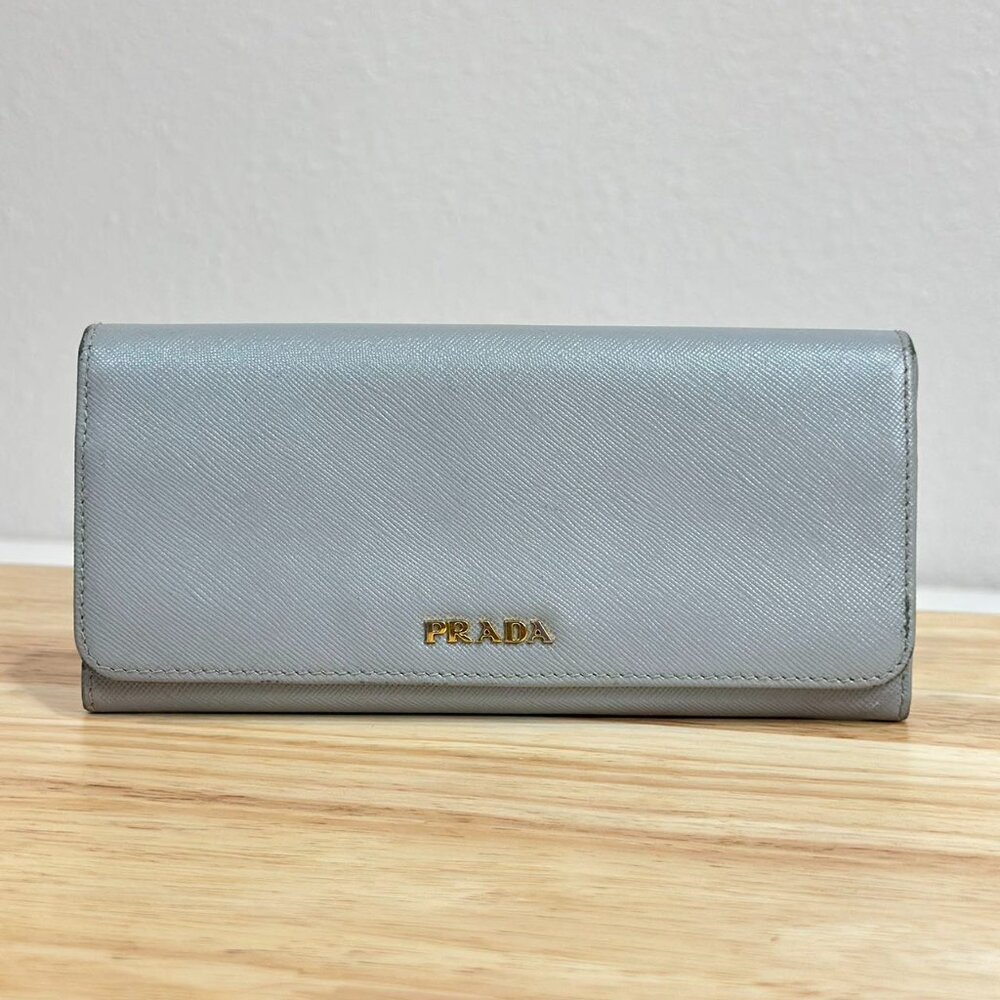 Prada Blue Saffiano Leather Wallet